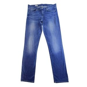 Gap 1969 Real Straight Jeans Womens 32/14T Blue Medium Wash Stretch‎ Denim Tall